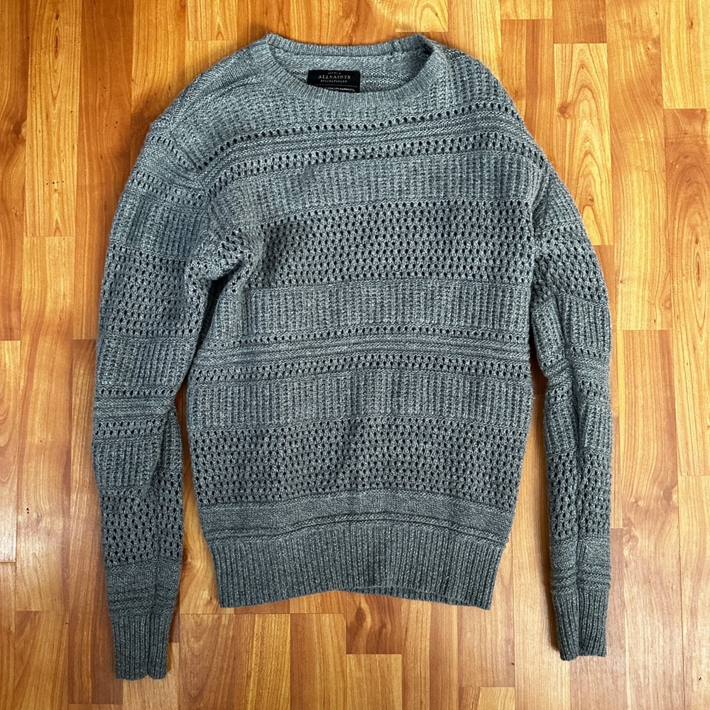 All Saints Sweater Wool Medium Grey Great Condition